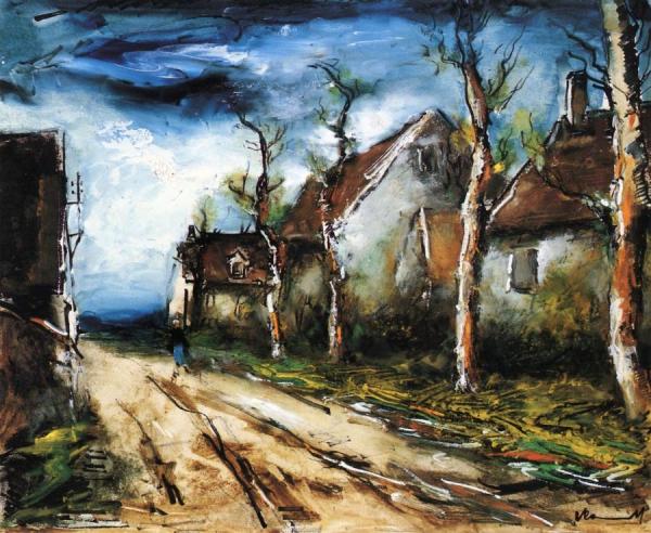 Houses On The Road, Normandy by Maurice De Vlaminck