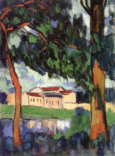 Landscape At Chatou by Maurice De Vlaminck