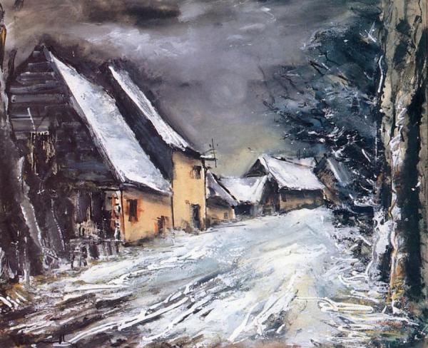 Landscape In The Snow by Maurice De Vlaminck Oil Painting Reproductions