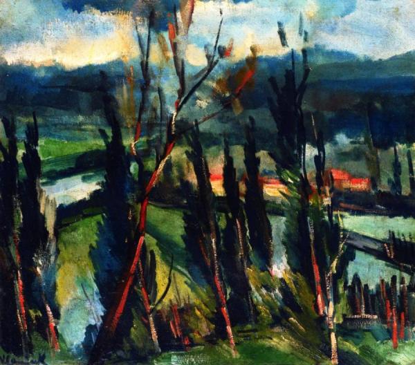 Landscape With Poplars by Maurice De Vlaminck