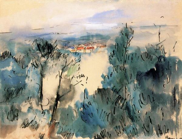 Landscape With Red Roofs by Maurice De Vlaminck