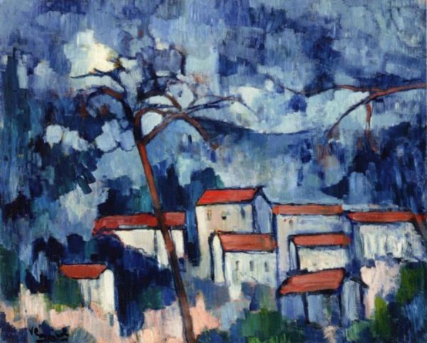 Landscape With Red Roofs by Maurice De Vlaminck Oil Painting Reproductions