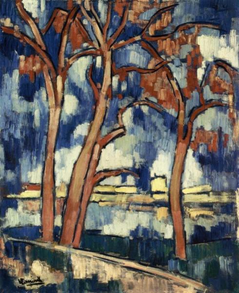 Landscape With Red Trees - Chatou by Maurice De Vlaminck
