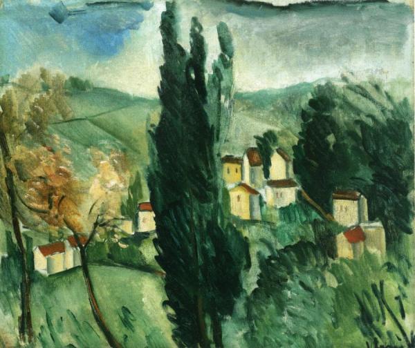 Landscape With Three Cypresses by Maurice De Vlaminck