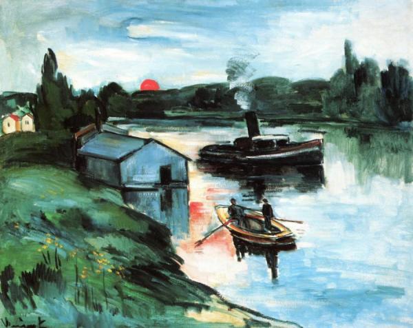 Laundry Boat At Chatou by Maurice De Vlaminck