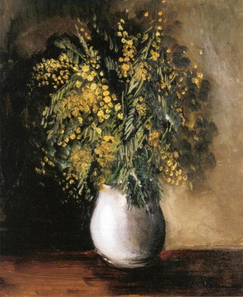 Mimosas In A White Vase by Maurice De Vlaminck