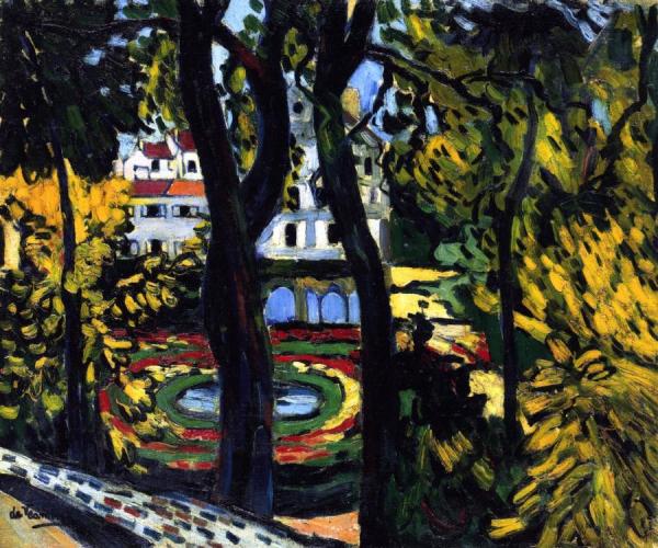 Public Garden In Carrières-saint-denis by Maurice De Vlaminck