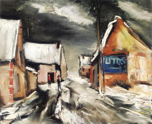 Snowy Village Street by Maurice De Vlaminck