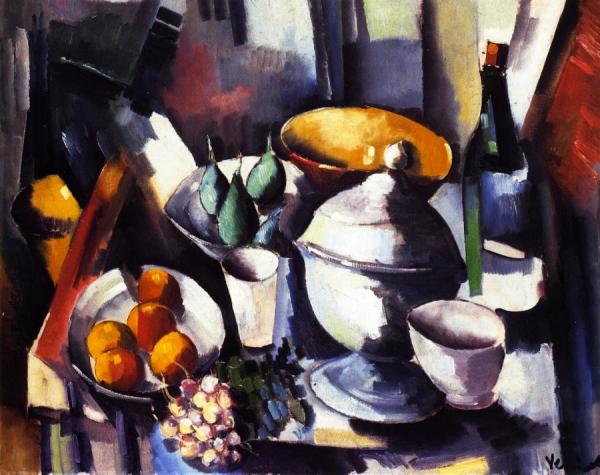 Still Life With Fruit And A Bottle by Maurice De Vlaminck Oil Painting Reproductions
