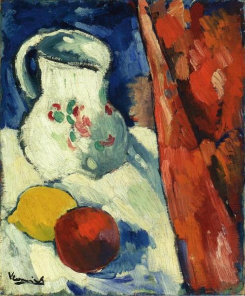 Still Life With Pitcher And Fruit by Maurice De Vlaminck