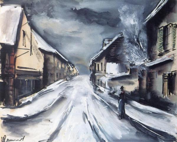 Street Scene In The Snow by Maurice De Vlaminck