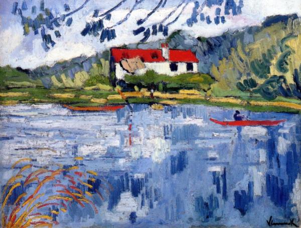 Sunny River With Boater by Maurice De Vlaminck