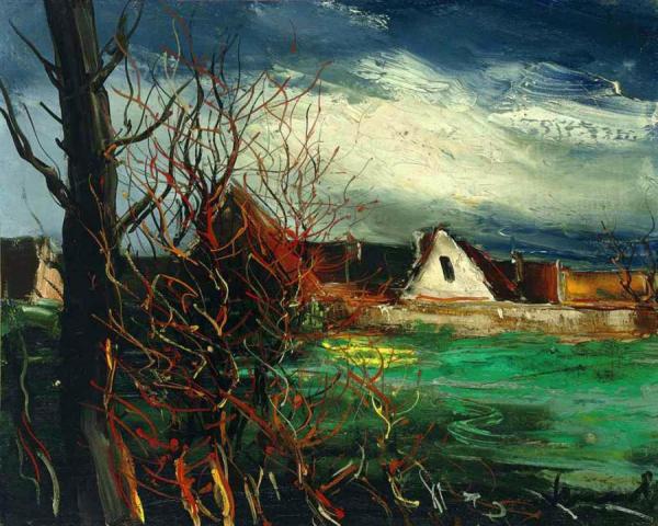 The Farm House With The Trees by Maurice De Vlaminck