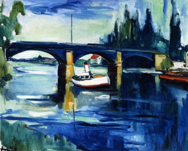 Tugboat At The Pont De Chattou by Maurice De Vlaminck
