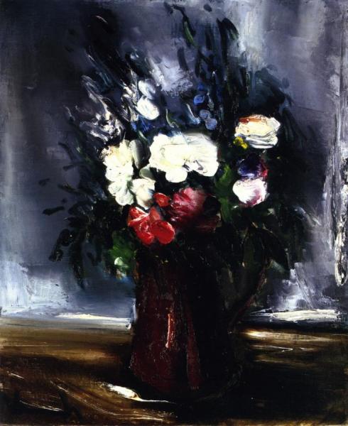 Vase With White And Red Flowers by Maurice De Vlaminck