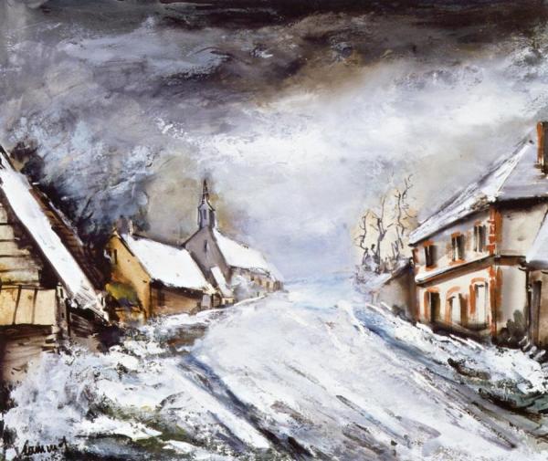 View Of A Village In The Snow by Maurice De Vlaminck