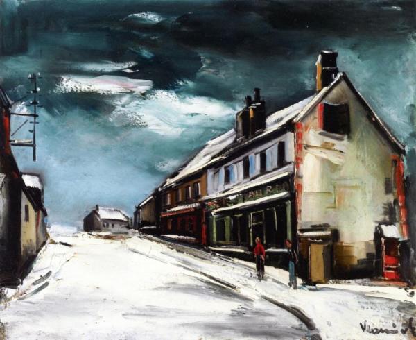 View Of A Village In Winter by Maurice De Vlaminck