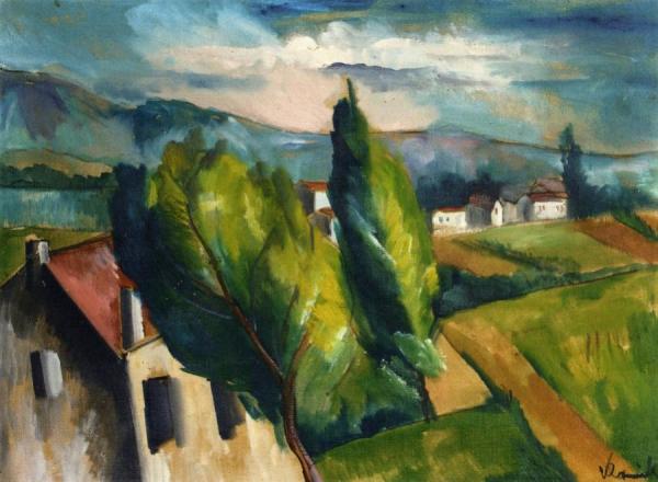 View Of A Village With Red Roofs by Maurice De Vlaminck