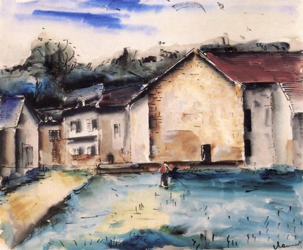 Village In Ile-de-france by Maurice De Vlaminck