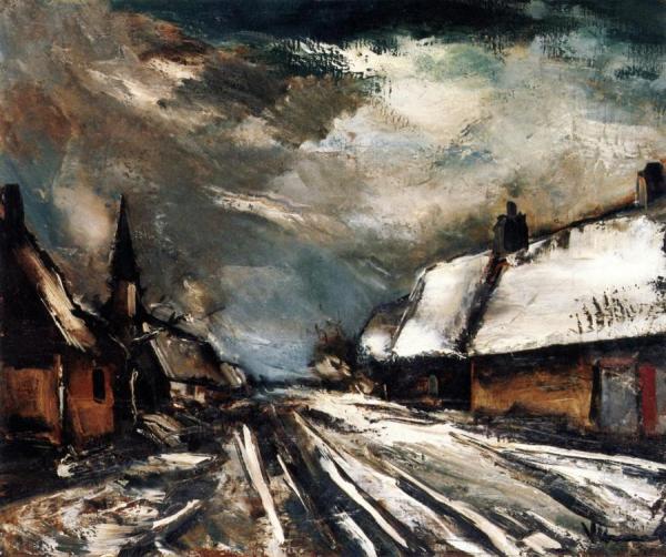 Village Road In Winter by Maurice De Vlaminck