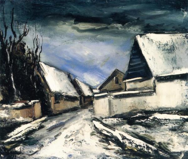 Village Street In The Snow by Maurice De Vlaminck