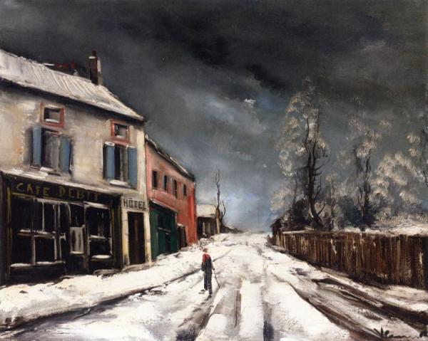 Village Street In The Snow by Maurice De Vlaminck