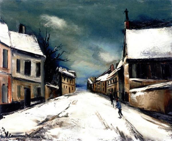Village Street In The Snow by Maurice De Vlaminck