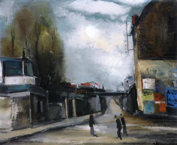Village Street With Figures by Maurice De Vlaminck
