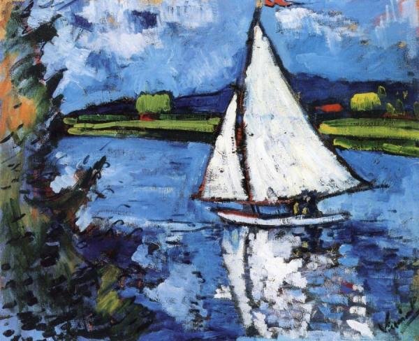 White Sailboat At Chatou by Maurice De Vlaminck