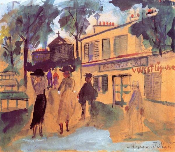 Busy Street In Montmartre by Maurice Utrillo