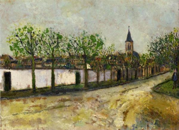 Church And Street In Montmagny by Maurice Utrillo