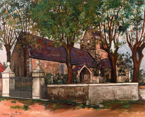 Church At Genets, Manche by Maurice Utrillo