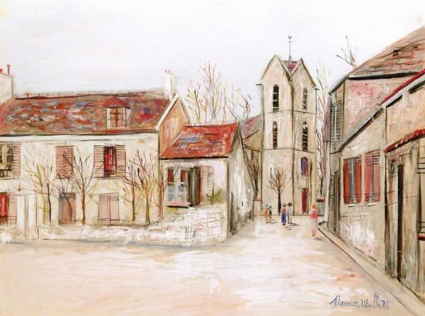 Church Plaza by Maurice Utrillo Oil Painting Reproductions