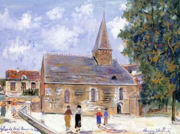Eglise De Saint Leonard Des Bois, Sarthe by Maurice Utrillo