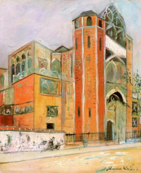 Eglise Saint-jean-de-montmartre, Rue Des Abbesses by Maurice Utrillo Oil Painting Reproductions