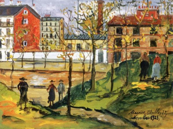 Figures In A Plaza by Maurice Utrillo