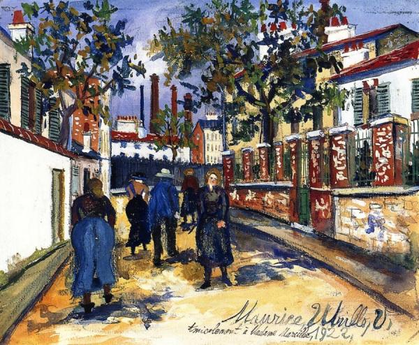 Figures In A Street by Maurice Utrillo