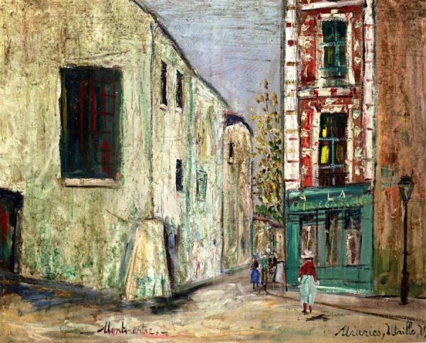La Belle Gabrielle And The Rue Saint-vincent by Maurice Utrillo Oil Painting Reproductions
