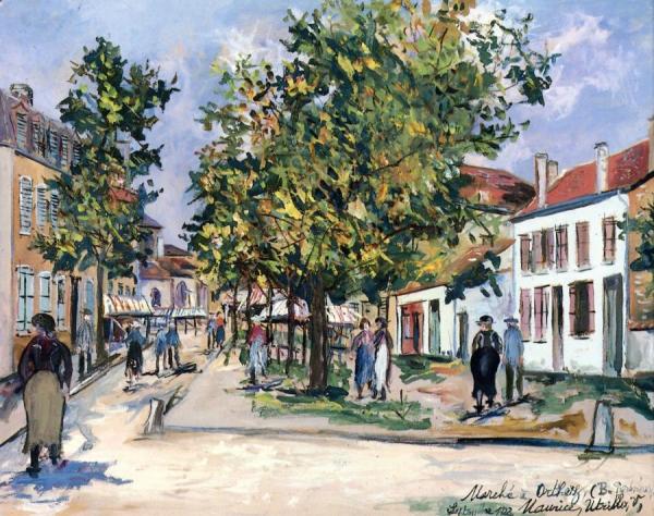 Market At Orthez (b. Pyrénés) by Maurice Utrillo