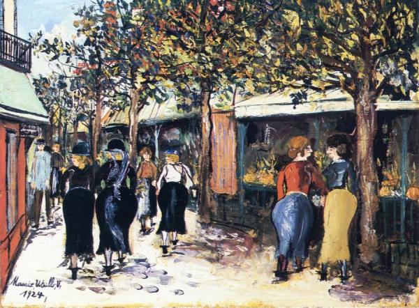Montmartre, Market Scene by Maurice Utrillo