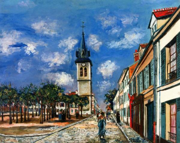 Place Saint Barthélémy And Church, Melun (seine Et Marne0 by Maurice Utrillo