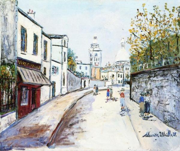 Rue De L'abreuvoir In Montmartre by Maurice Utrillo