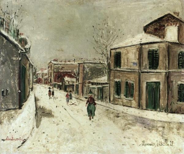 Rue De L'abreuvoir In The Snow by Maurice Utrillo
