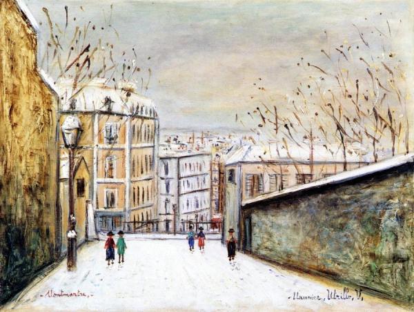 Rue Du Mont-cenis In Montmartre, In The Snow by Maurice Utrillo