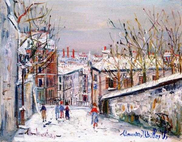 Rue Du Mont-cenis In The Snow by Maurice Utrillo