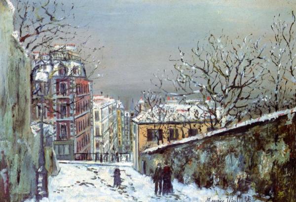 Rue Du Mont-cenis In The Snow by Maurice Utrillo