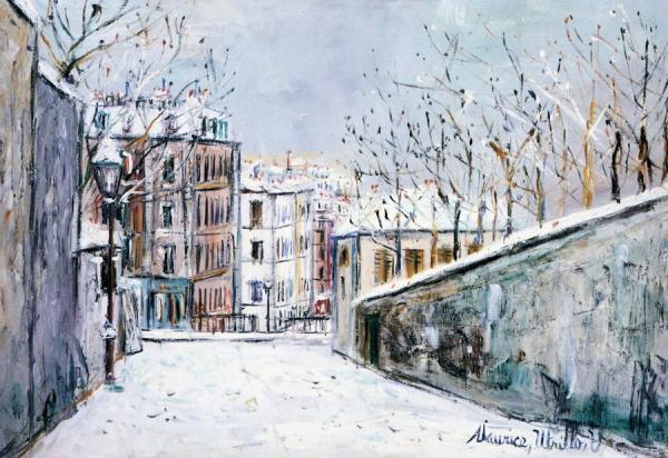 Rue Du Mont-cenis In The Snow by Maurice Utrillo