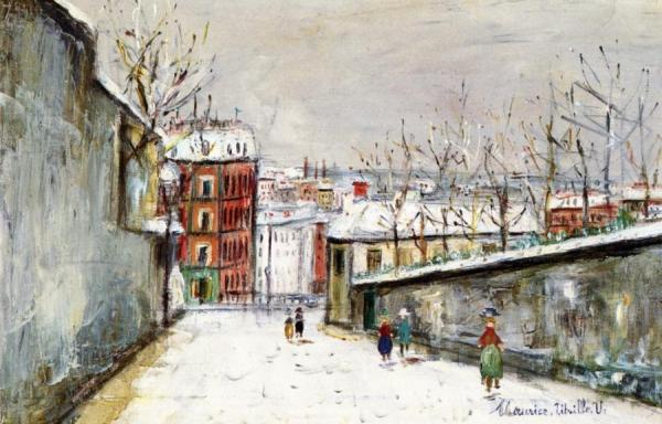 Rue Du Mont-cenis In The Snow by Maurice Utrillo