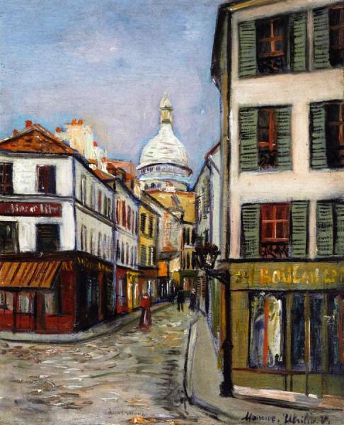 Rue Norvins And Sacre Coeur by Maurice Utrillo