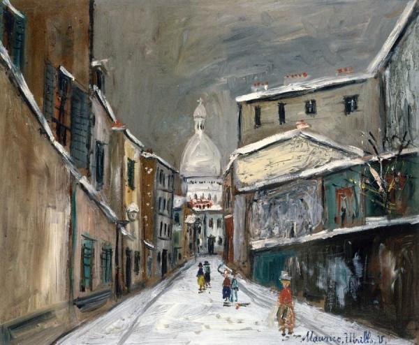 Rue Saint-bustique In The Snow by Maurice Utrillo